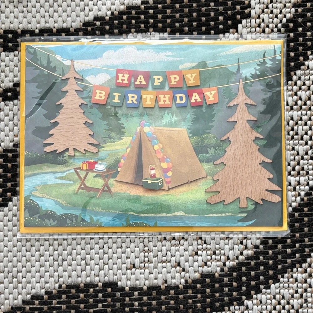 🆕Papyrus Laser Cut Camping Scene Birthday Greeting Card